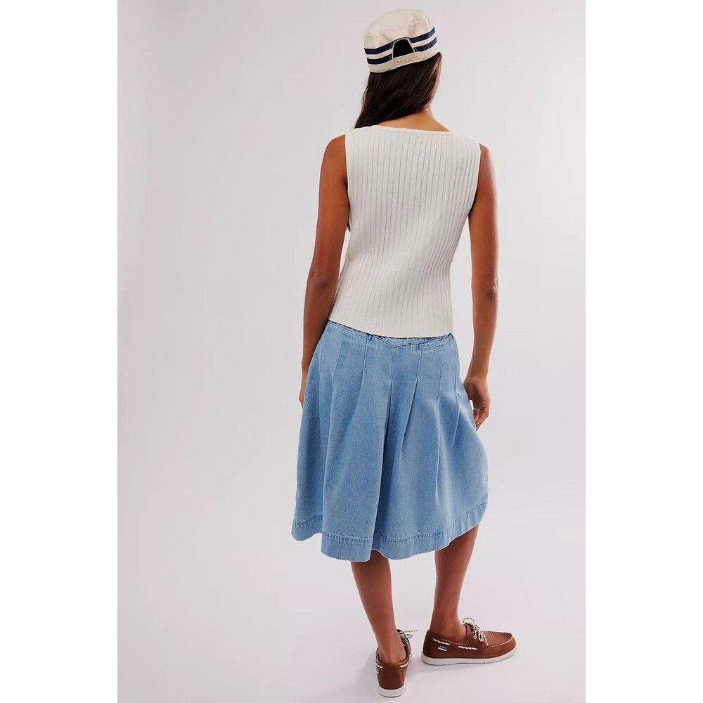 Free People Tilly Vest Blouse Top Knit Ribbed Buttondown Scoop-Neck L 286207 - Picture 5 of 9